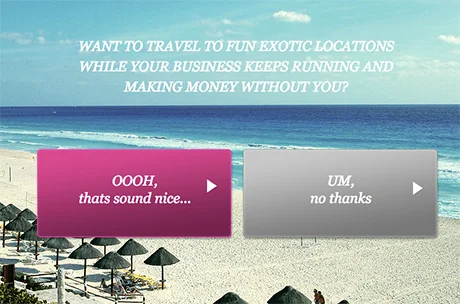 Screenshot of popup quiz