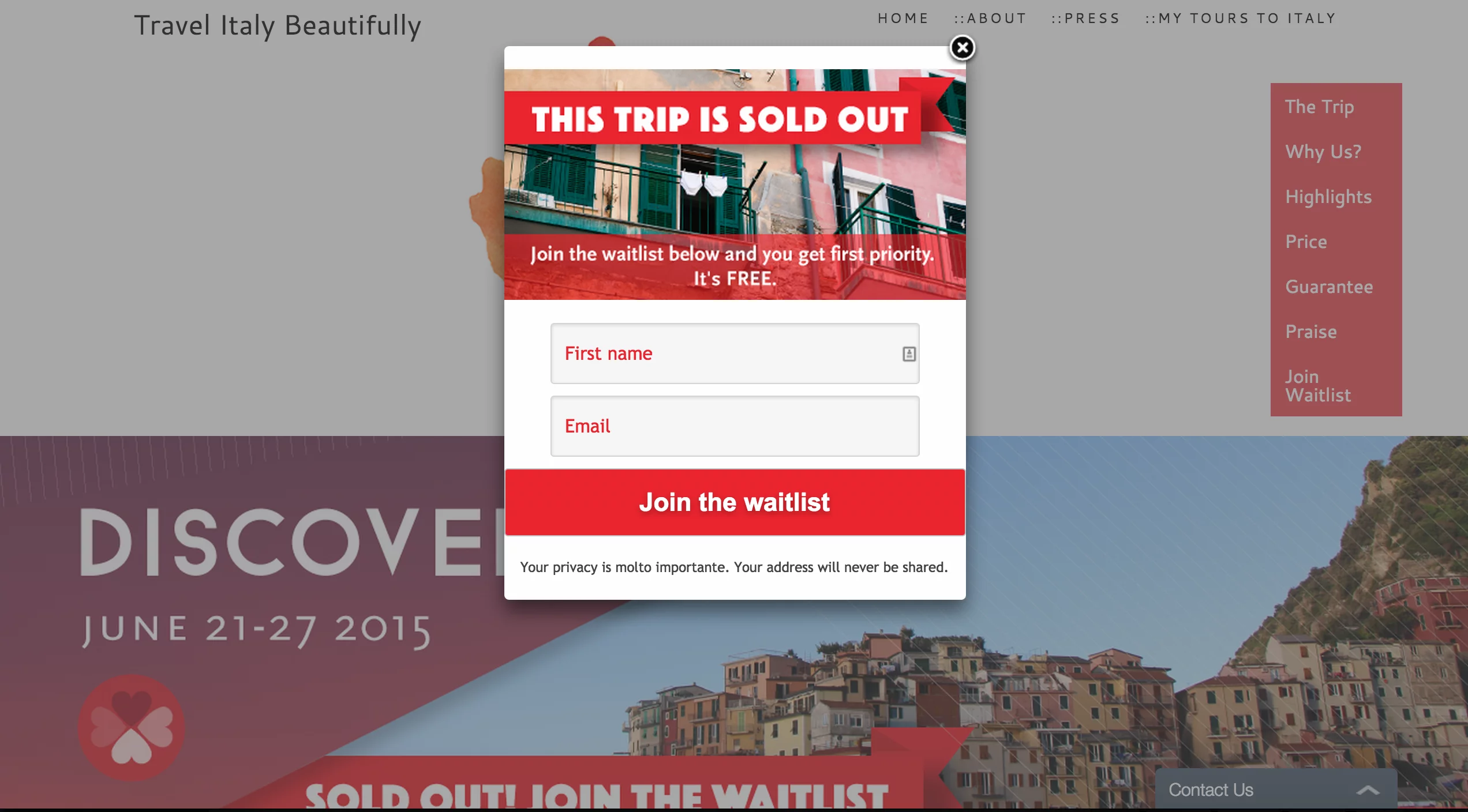 Wordpress click popup example - PopupAlly Pro Wordpress click popup example