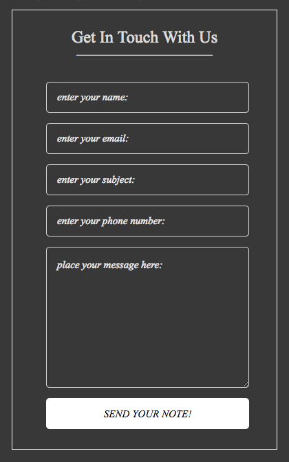 Contact Form - Transparent