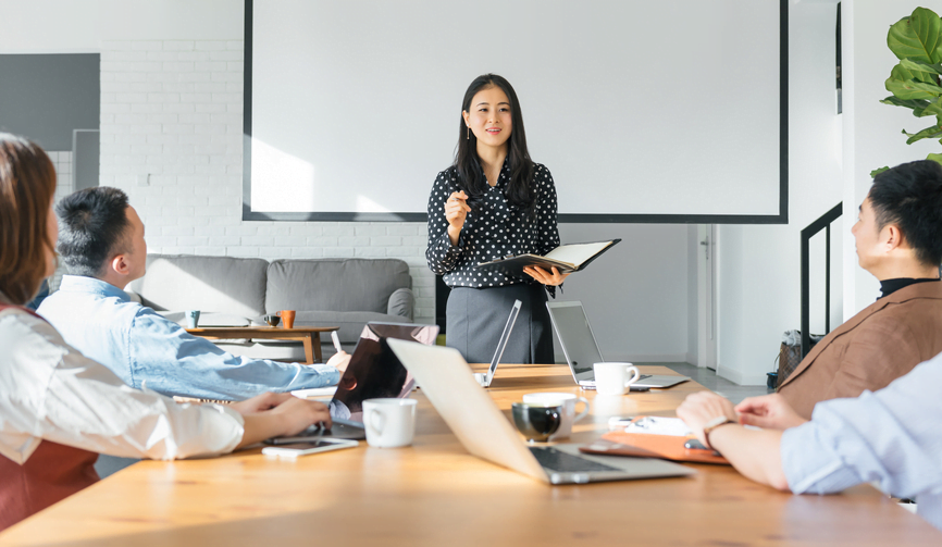 Woman leading meeting