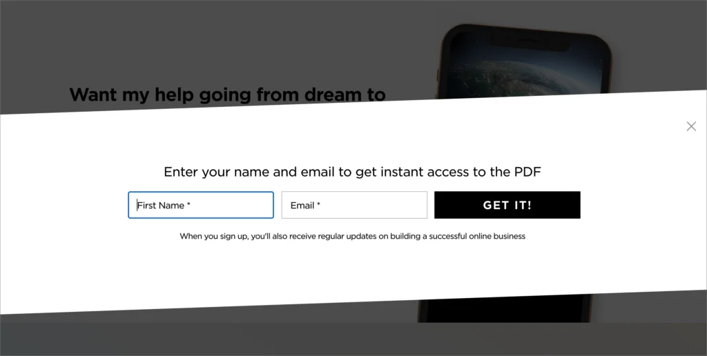 Diagonal-popup - PopupAlly Pro Click to open popup example