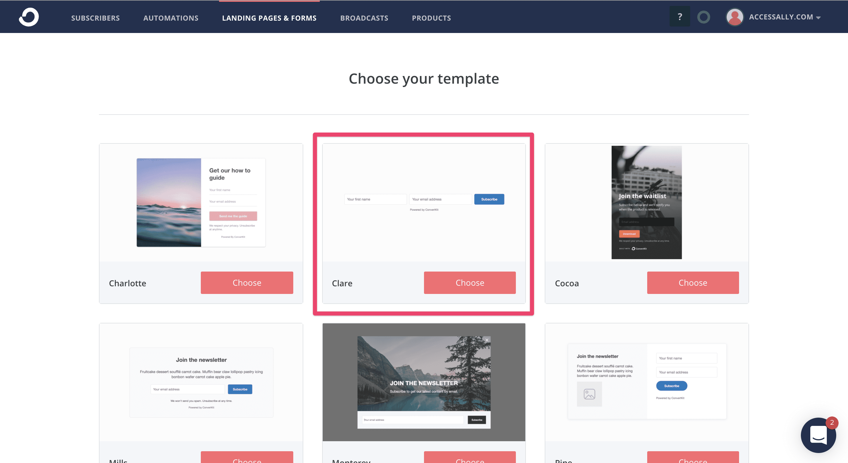 ConvertKit - Form template options