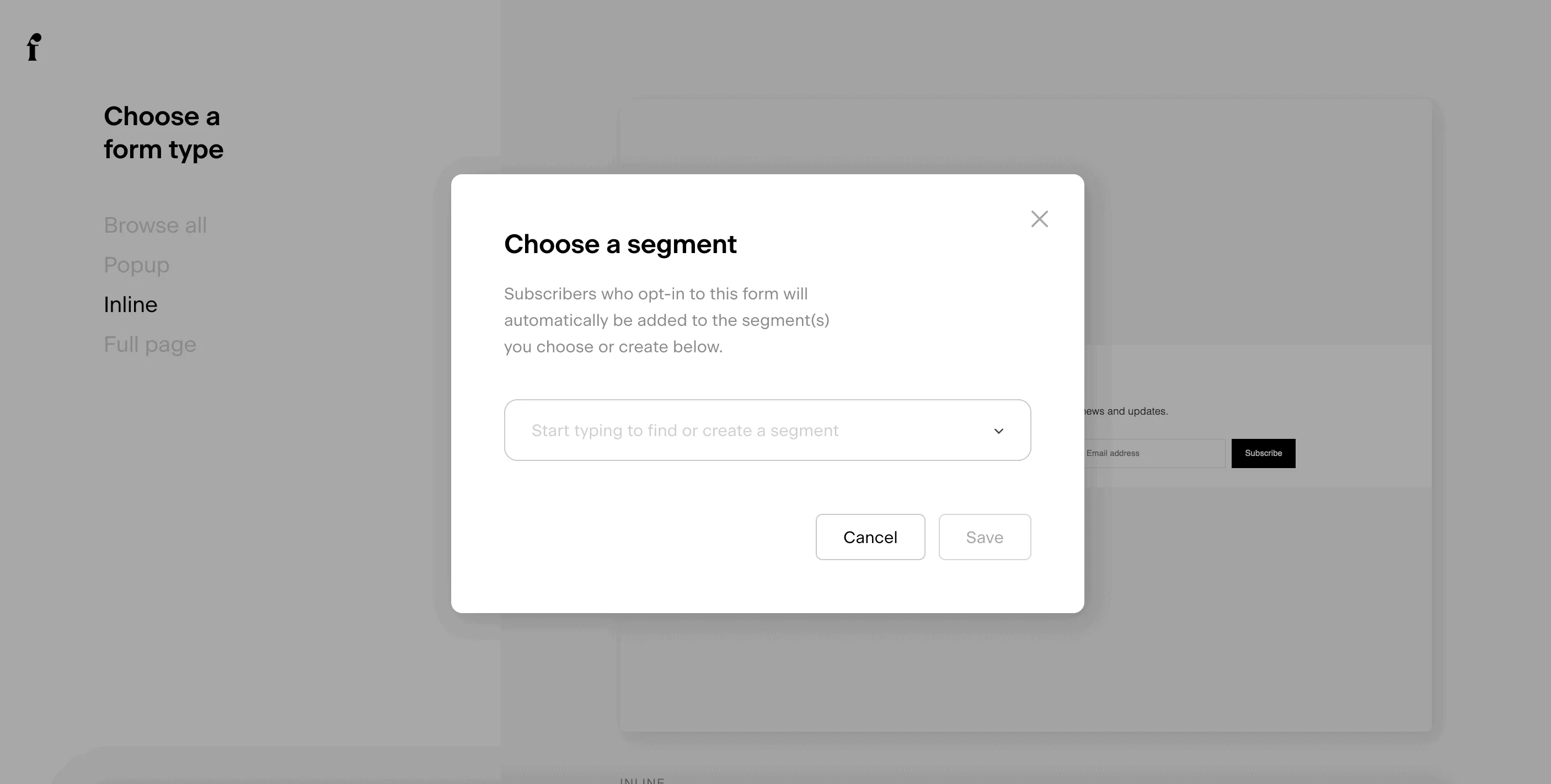 choose segment for Flodesk opt in form