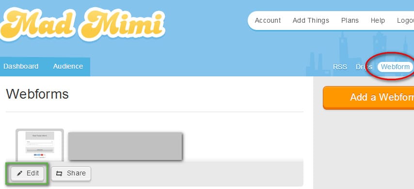 Mad Mimi webform option