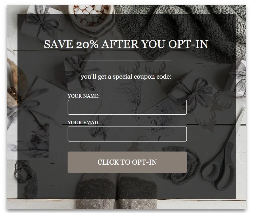 exit intent popup coupons with special offer