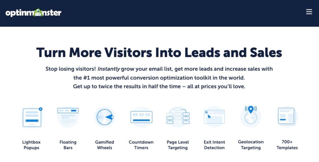 OptinMonster Homepage Screenshot 2026